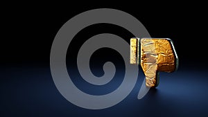 3d rendering symbol of social dislike wrapped in gold foil on dark blue background