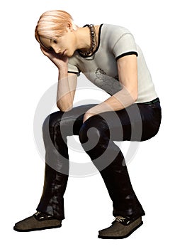 3D Rendering Teenager Boy on White