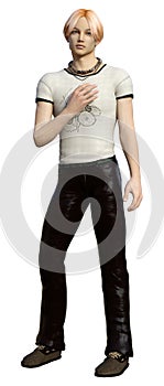 3D Rendering Teenager Boy on White