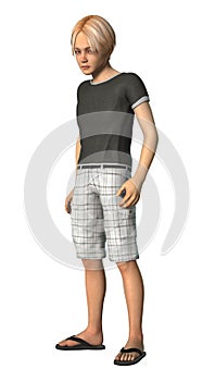 3D Rendering Teenager Boy on White