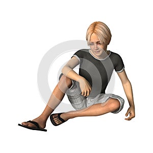 3D Rendering Teenager Boy on White