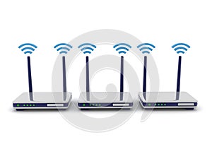 3D Rendering of three routers