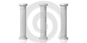 3d rendering three white marble pillars