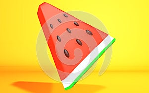 3D Rendering of Tilted Single Floating Watermelon