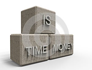 3D rendering. Time is money 3d stone cubes