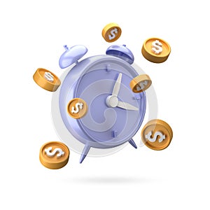 3d rendering of time is money concept icon
