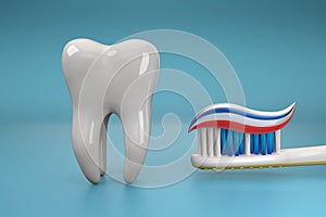3D rendering from a toothbrush with toothpaste and a single tooth model