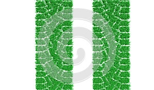 3d rendering track from car tires overgrown with green grass