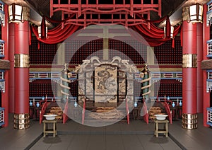 3D Rendering Traditional Chinese Hall