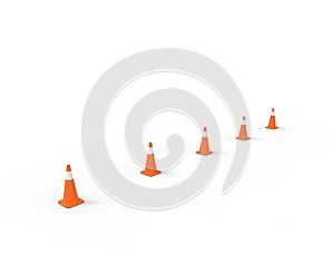 3d rendering of traffic cone isolated in white studio background