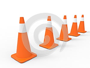 3d rendering of traffic cone isolated in white studio background