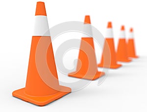 3d rendering of traffic cone isolated in white studio background