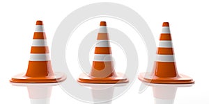 3d rendering traffic cones on white background