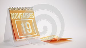 3D Rendering Trendy Colors Calendar on White Background - november 19