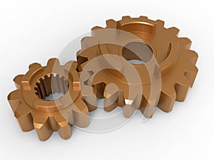 3D rendering - two connected gears