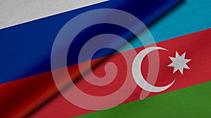 3D Rendering of two flags from Russian Federation and Republic of Azerbaijan