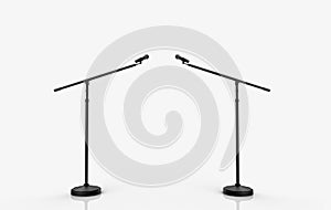 3d rendering. Two microphone podium on white background