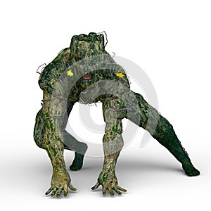 3D rendering of uncanny tree man