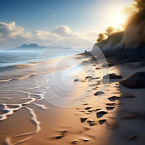 a 3d rendering of untouched summer sand capturing its natural allure trending on artstation