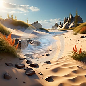 a 3d rendering of untouched summer sand capturing its natural allure trending on artstation sha