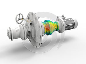 3D rendering - valve flange finite element assembly