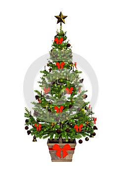 3D Rendering Victorian Christmas Tree on White