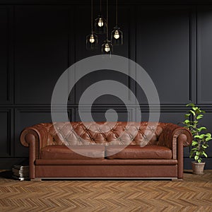 3d rendering of victorian living room with a large sofa - classic style