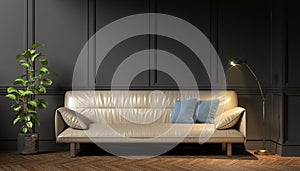 3d rendering of victorian living room with a large sofa - classic style