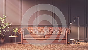 3d rendering of victorian living room with a large sofa - classic style - retro look