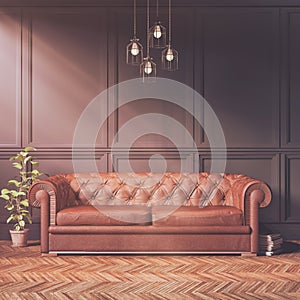 3d rendering of victorian living room with a large sofa - classic style - retro look