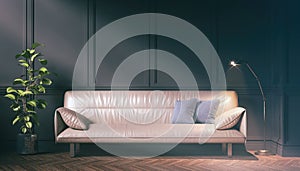 3d rendering of victorian living room with a large sofa - classic style - retro look