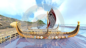 3D rendering of the Viking ship