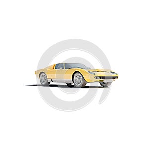 3D rendering of a vintage car model isolated on a white background