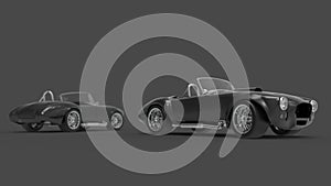 3d rendering of a vintage convertible sports car isolated in studio background