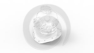 3d rendering of a vintage diving helmet mask isolated in white background