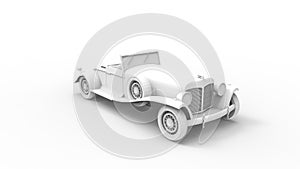 3d rendering of a vintage roadster car isolated in white background