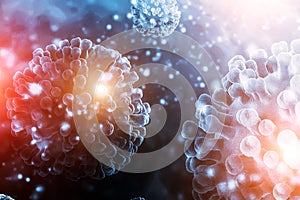 3d rendering Virus bacteria cells background