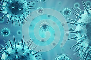 3d rendering viruses in infected organism, viral disease epidemic, virus abstract background