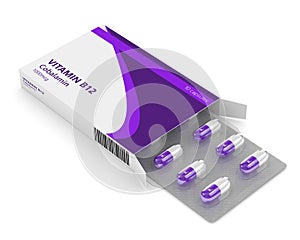 3d rendering vitamin B12 pills in blister