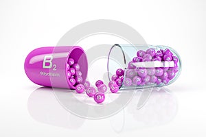 3d rendering of a vitamin capsule with vitamin B2 - riboflavin