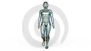 3D rendering of a walking cyber man