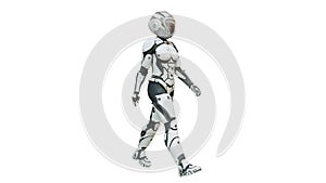 3D rendering of a walking cyber woman