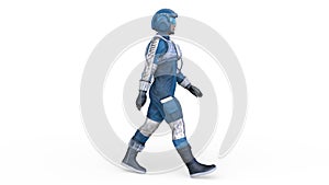 3D rendering of a walking man in racing suit