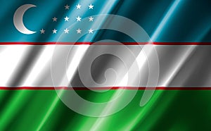 3D rendering of the waving flag Uzbekistan