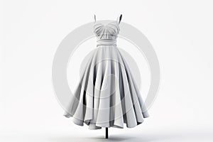 3D rendering of a wedding dress on a white background with a shadow