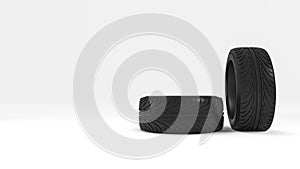 3d rendering wheel and tire in white background