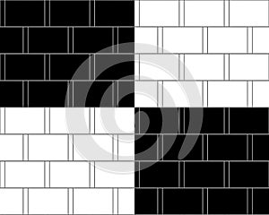 3d rendering. white and black modern brick blocks pattern wall background