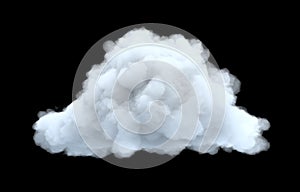 3d rendering of a white bulky cumulus cloud on a black background.