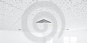 3d rendering of white ceiling inside building