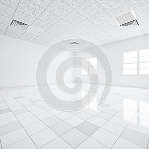 3d rendering of white ceiling inside building